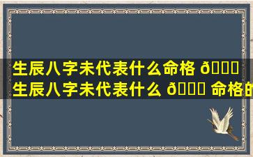 生辰八字未代表什么命格 🐘 「生辰八字未代表什么 🐟 命格的人」